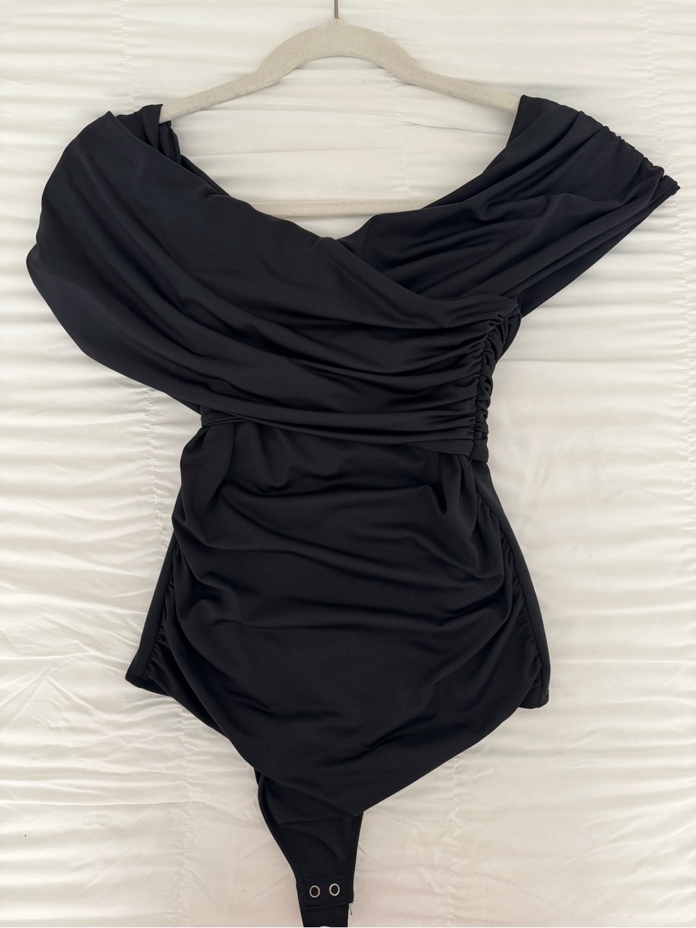Abercrombie & Fitch Dark Blue Ruched Off-Shoulder Bodysuit